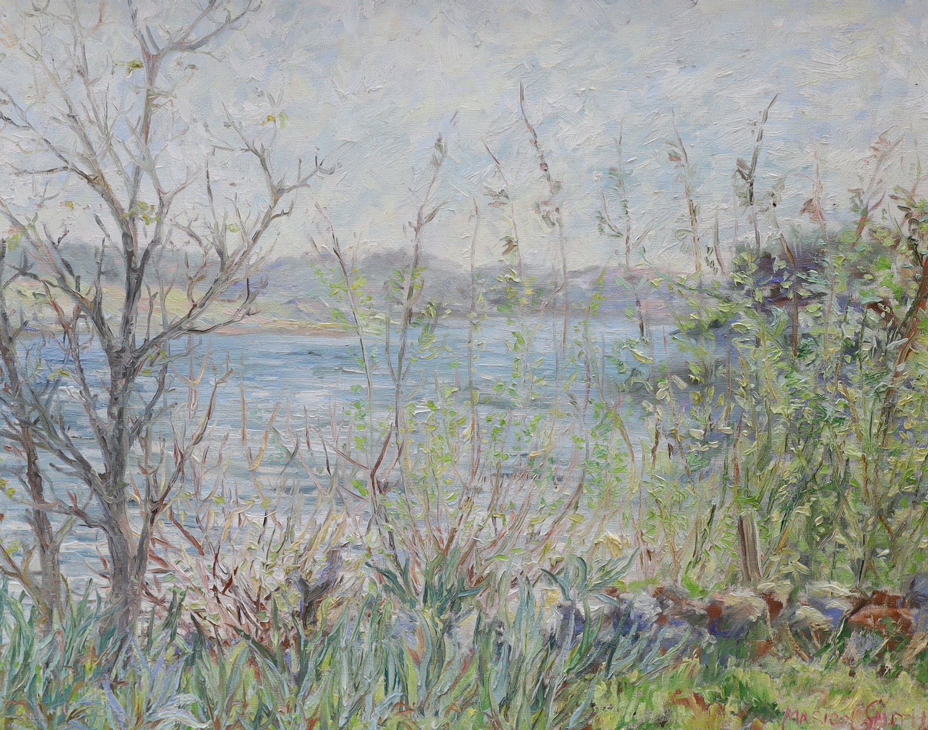 Marion Smith (b.1969), oil on canvas, View of an estuary, signed, 57 x 75cm